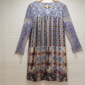 Abstract Periwinkle Lace Shift Dress